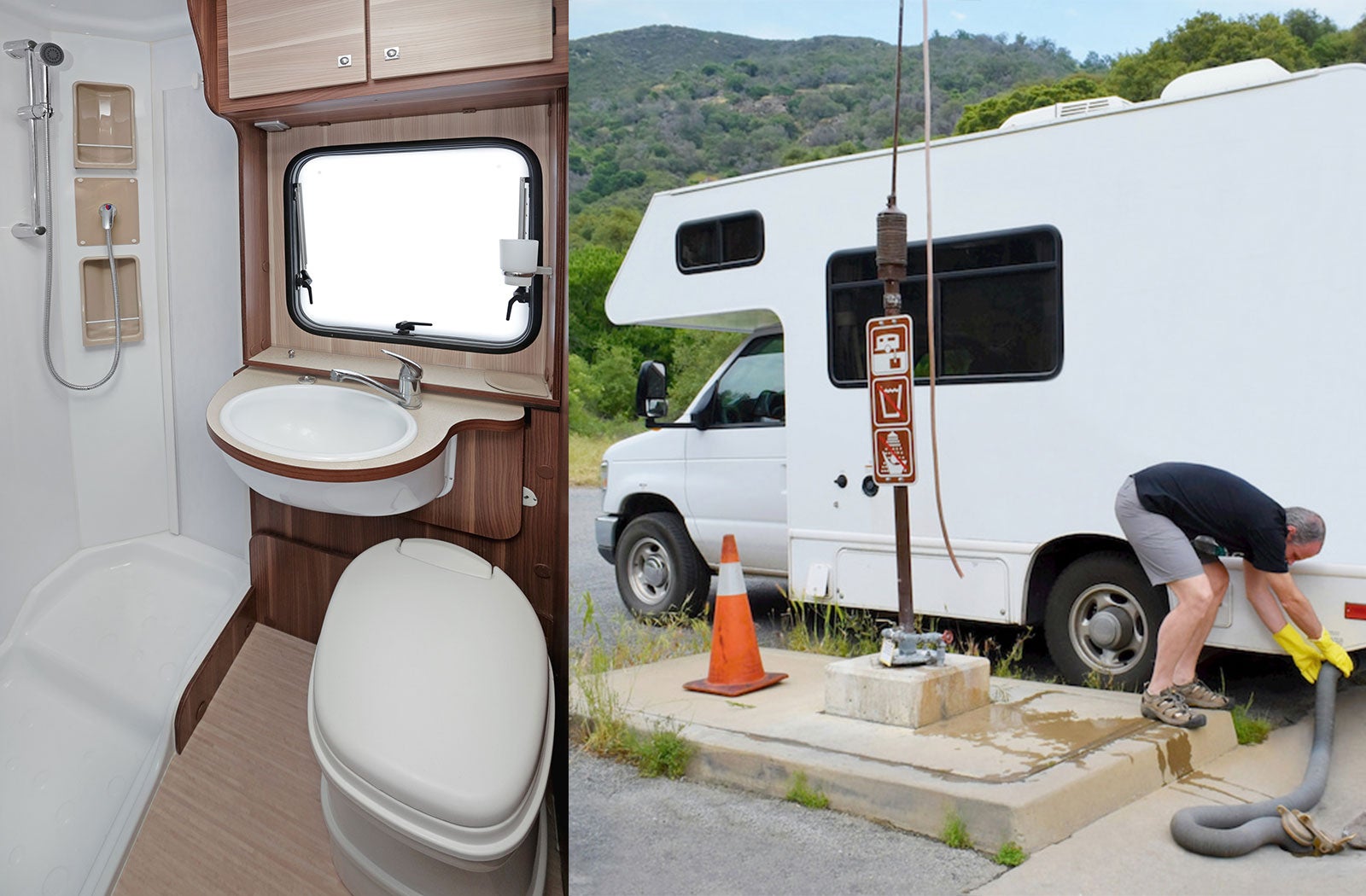 Portable RV/camper toilet and holding tank setup in Thomasville, Georgia